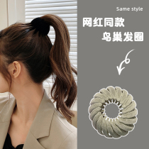 Swan Suede Birds Nest Hairband meatball head plate hair artifact Za high ponytail grab clip Korean lazy hairclip hair accessories
