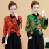 . 2019 mùa thu retro gió quốc gia mùa thu và mùa đông của phụ nữ cotton và vải lanh ngắn áo hoa lớn vải khóa áo mùa đông nhỏ bên ngoài - Áo khoác ngắn Áo khoác ngắn