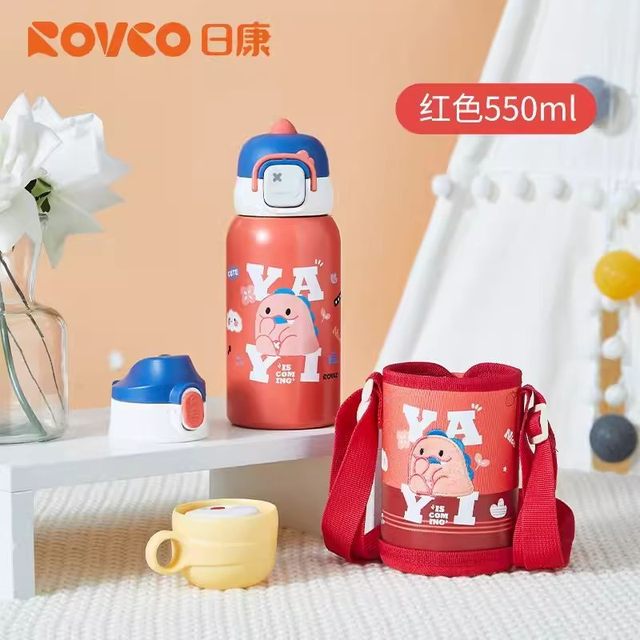 Rikang children's thermos cup, one cup, three lids, learning drinking cup, 316 stainless steel baby kettle, student baby drinking kettle