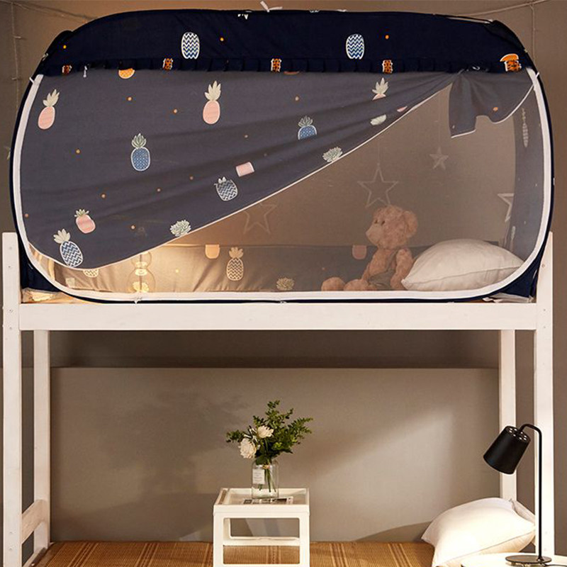 Free-to-install mosquito net student dormitories 0-8m one-piece up and down universal 0 9 single 1 2 m shading bed curtain