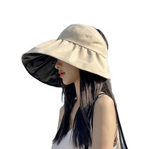 Tide heads around black adhesive top shade cap female summer hat shade faces fishermans cap can fold 2024 adjustment fashion