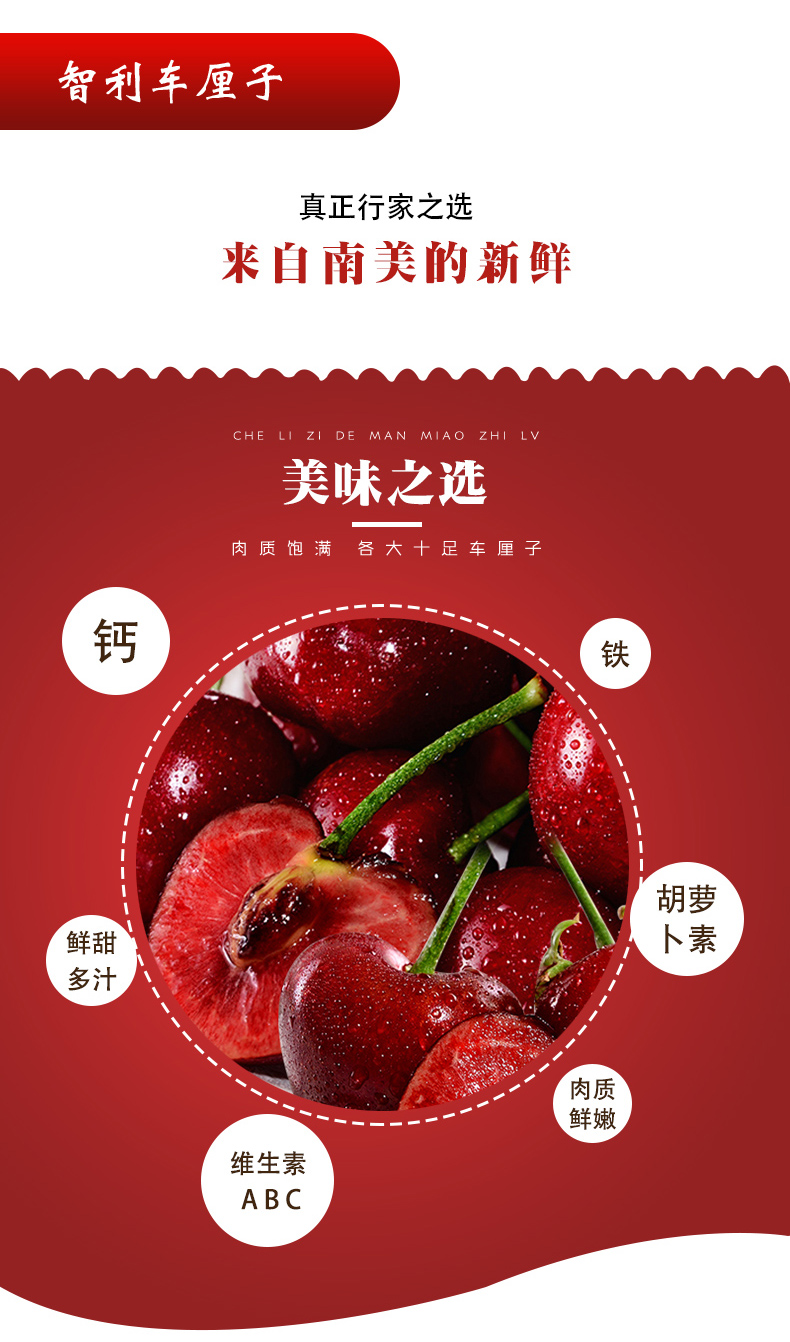 果聚匠心 智力进口 XL级车厘子 5斤/件 图2