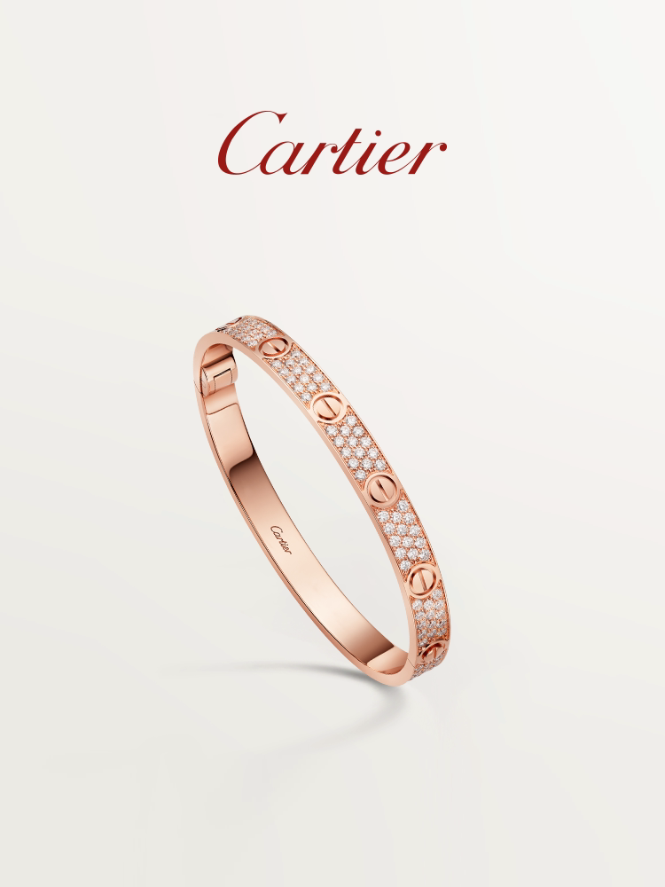 Cartier卡地亞LOVE系列 玫瑰金黃金白金 鋪鑲鑽石手鐲