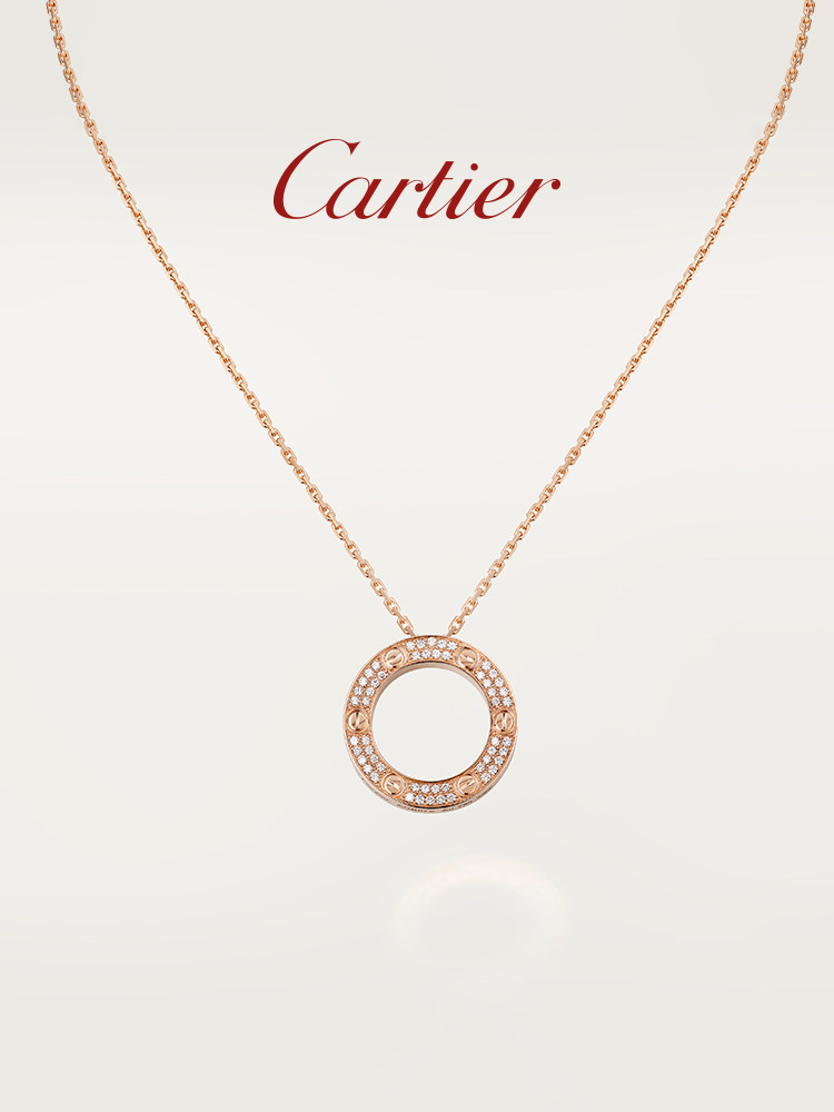 Cartier卡地亞LOVE系列 玫瑰金黃金白金鑲鑽 女款項鍊