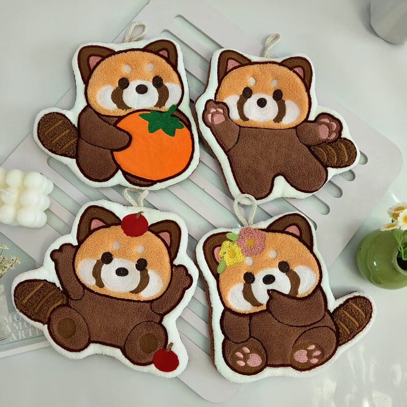 Coral Velvet Hand Towel, Panda Handkerchief, Cartoon Cute Hook-Type Hand Towel, Absorbent, Soft, Quick-Drying, Children's Towel Coral Velvet Hand Towel, Panda Handkerchief, Cartoon Cute Hook-Type Hand Towel, Absorbent, Soft, Quick-Drying, Children's Towel