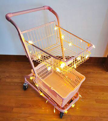 Shopping cart trolley net red supermarket shopping mall dedicated light hand push small pull mobile double-layer storage artifact