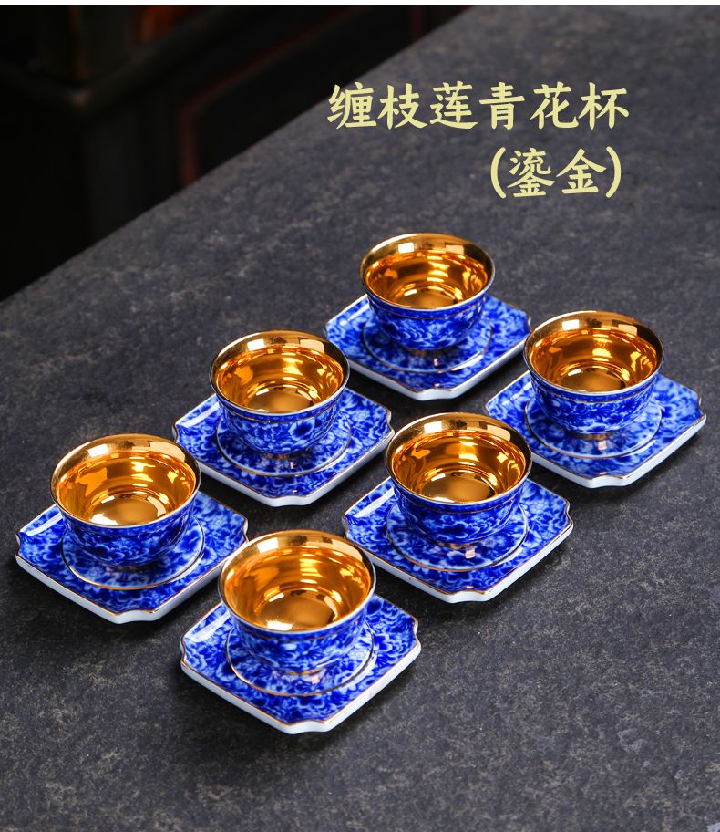 Tasted silver gilding 99 fine silver single CPU master cup sample tea cup colored enamel individual cup of kung fu tea tea cup ceramics by hand