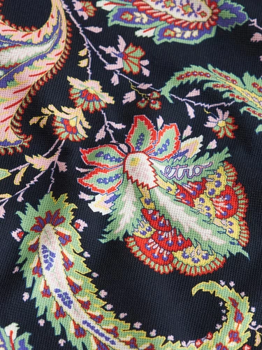 Etro 23 Весна и лето Новые мужские пори -цветочные текстура Контрастная полная рубашка с шариком