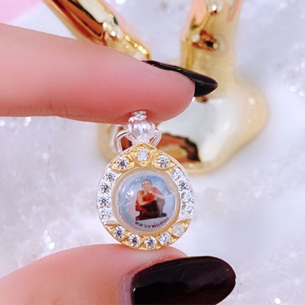 Thai handicraft Buddha brand authentic LP Khun 2536 pendant sterling silver shell diamond shell necklace hand chisel