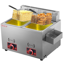 Fryer commercial gas night market stall fryer gas fryer thickened stainless steel fried chicken fried vegetable special double cylinder