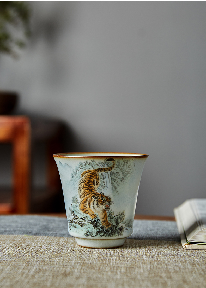 Shot incarnate your up hand - made tiger master cup single CPU jingdezhen ceramic kung fu tea set personal open sample tea cup