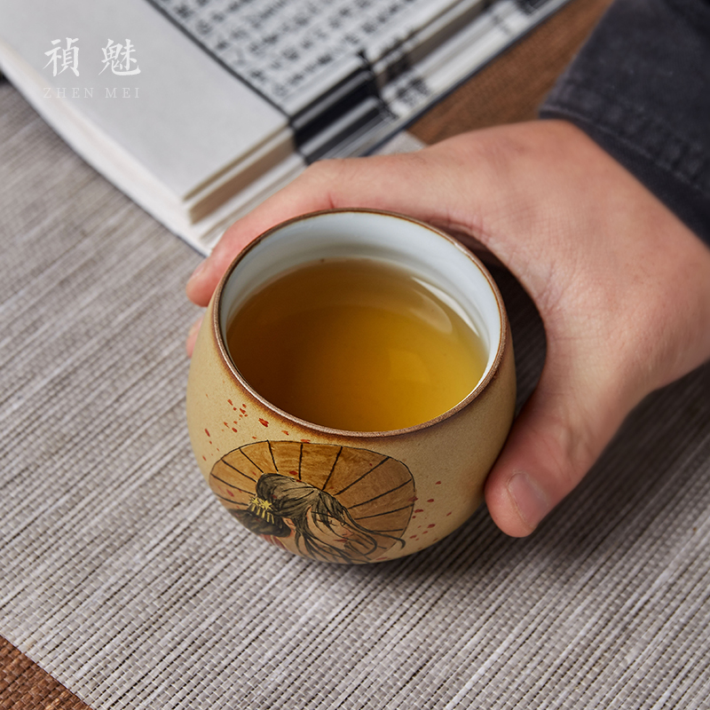 Shot incarnate the jingdezhen ceramic your up hand - made teacup kung fu tea set sample tea cup cup single CPU slicing can be a master