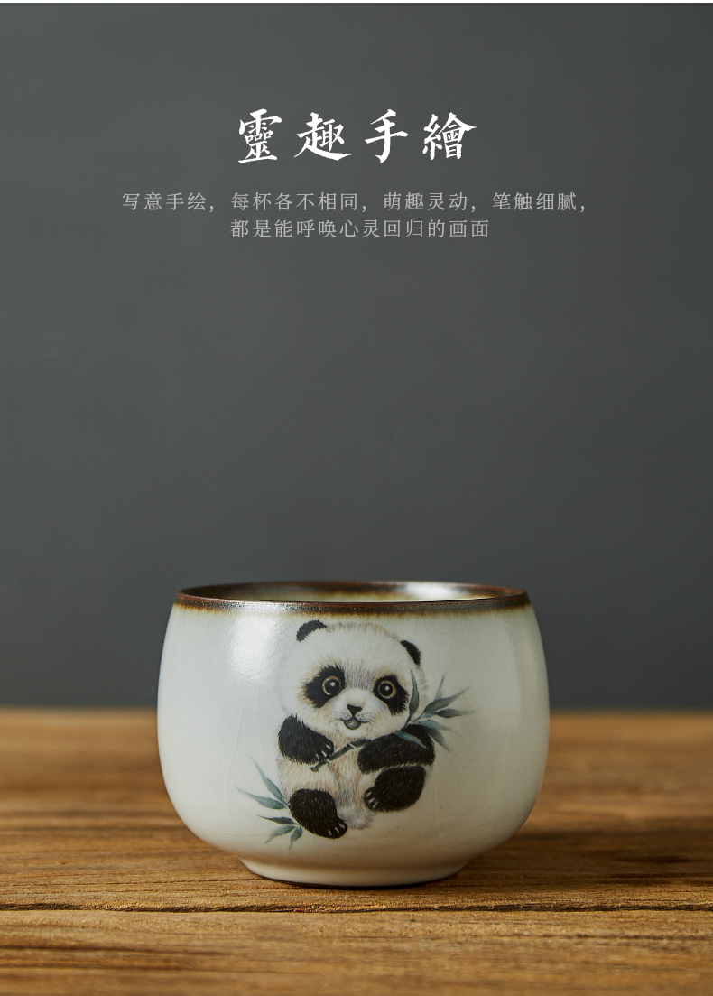 Shot incarnate your up hand - made panda master kung fu tea set sample tea cup cup of jingdezhen ceramics individual pieces of a single CPU