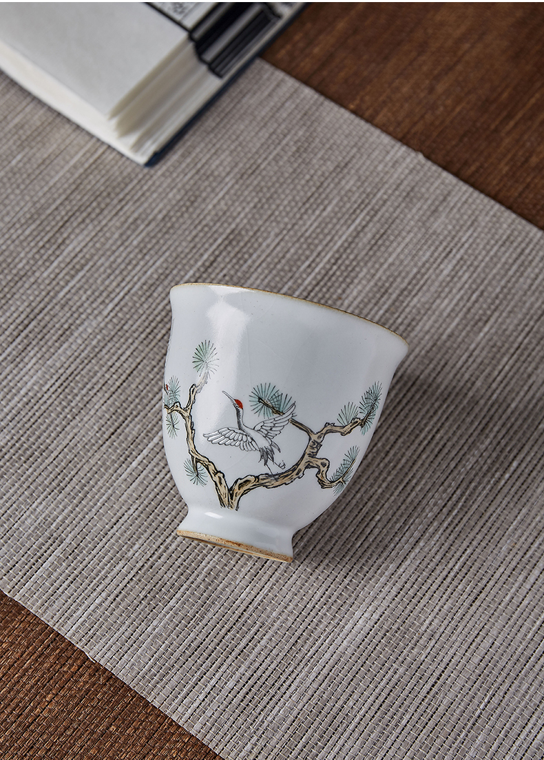 Shot incarnate the jingdezhen ceramic your up hand - made cranes teacup kung fu tea set sample tea cup personal single CPU master CPU