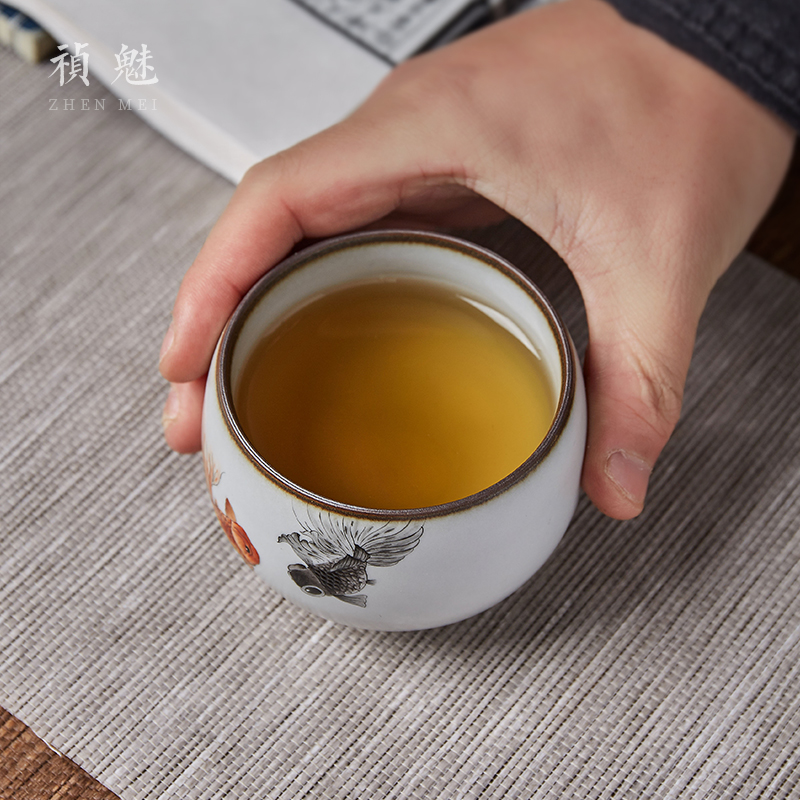 Shot incarnate the jingdezhen ceramic your up hand - made teacup kung fu tea set sample tea cup cup single CPU slicing can be a master