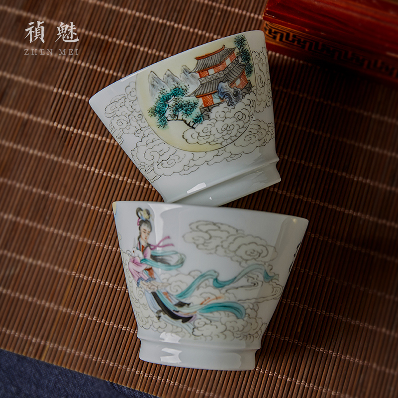 Shot incarnate the jingdezhen ceramic hand - made of chang e cup kung fu tea set personal sample tea cup master cup single CPU