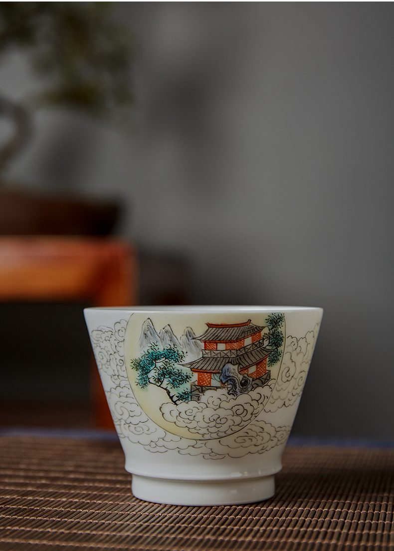 Shot incarnate the jingdezhen ceramic hand - made of chang e cup kung fu tea set personal sample tea cup master cup single CPU