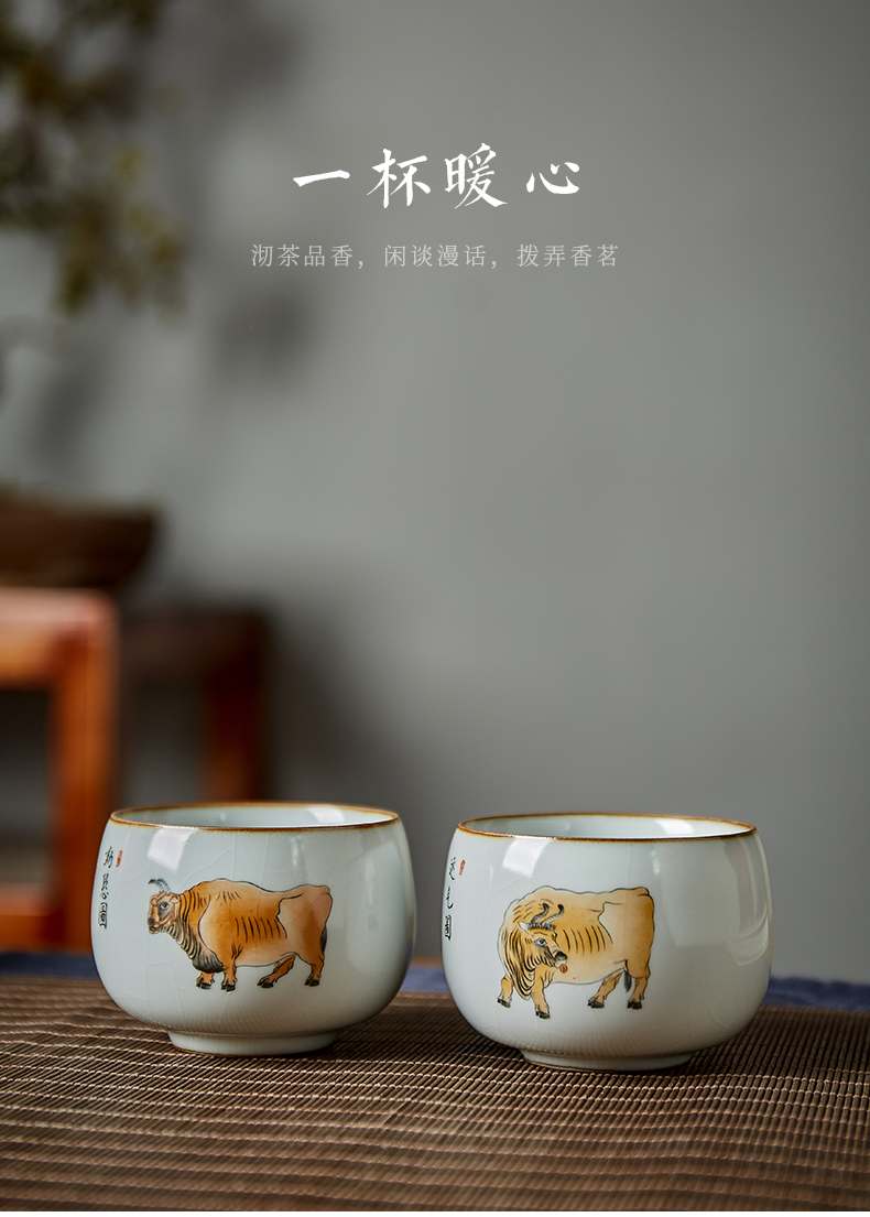 Shot incarnate your up hand - made five NiuTu jingdezhen ceramic cups kung fu tea set piece sample tea cup master cup single CPU