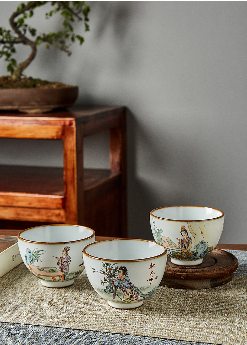 Shot incarnate your up hand - made twelve flora of jingdezhen ceramic kung fu tea set individual sample tea cup master cup single CPU