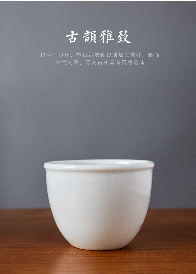 Shot incarnate the hand - made lion archaize cylinder of jingdezhen ceramic kung fu tea set individual sample tea cup master cup single CPU