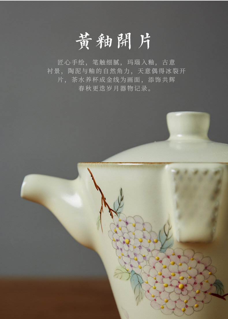 Shot incarnate your up hand - made hydrangea hand grasp kung fu tea pot of jingdezhen ceramics household crack glass teapot