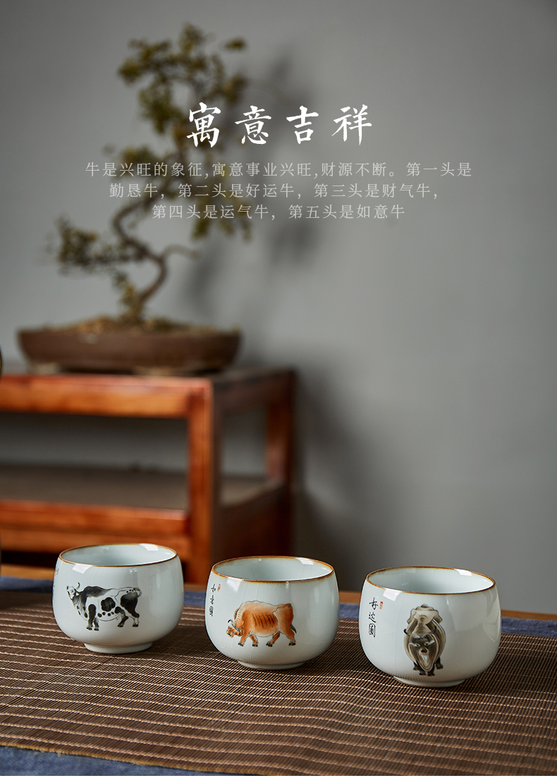 Shot incarnate your up hand - made five NiuTu jingdezhen ceramic cups kung fu tea set piece sample tea cup master cup single CPU