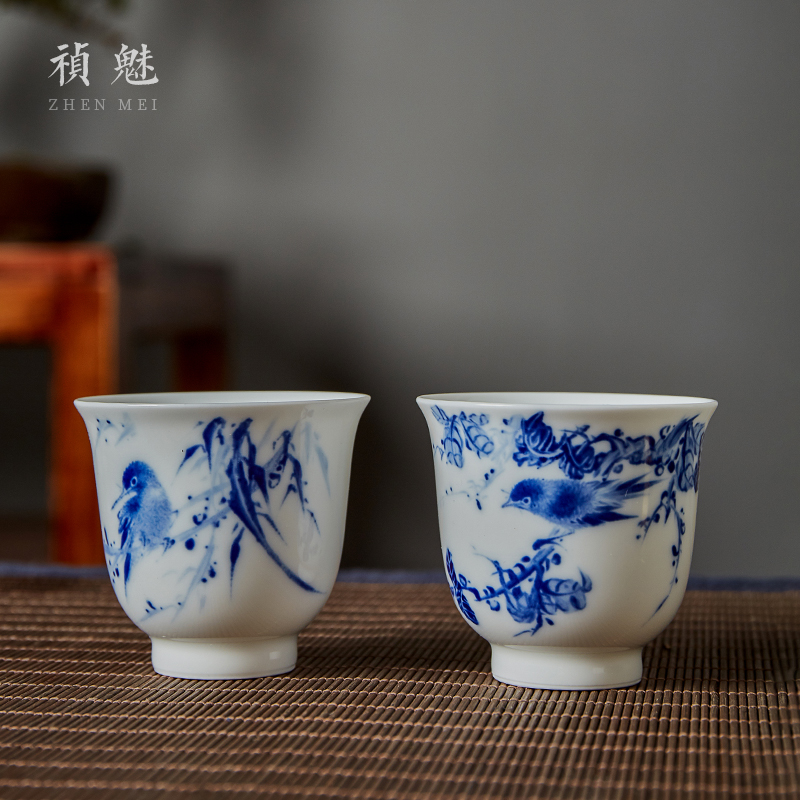 Shot incarnate the hand - made porcelain painting of flowers and small jingdezhen ceramic cups kung fu tea master sample tea cup cup personal single CPU