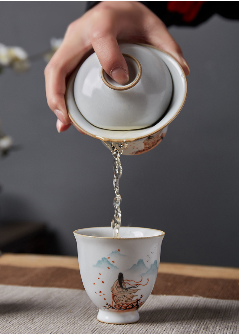 Shot incarnate the jingdezhen ceramic your up hand - made only three tureen tea cups ancientry kung fu tea tea bowl cover cup