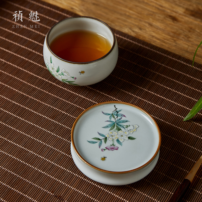 Shot incarnate your up hand - made the pear flower cover set kung fu tea tea saucer jingdezhen ceramics parts the piece of glass