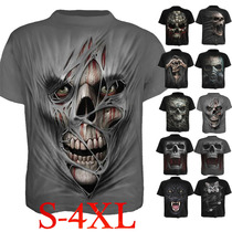 New foreign trade hot search exploits summer Cross-border Europe and America Great code Body Skull 3D digital printed short sleeve T-shirt man
