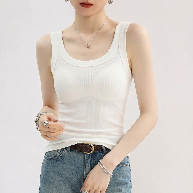 Orange Camisole for Women, 2026 New High-End Stylish Dopamine Wide-Strap Thin Slim-Fit Top