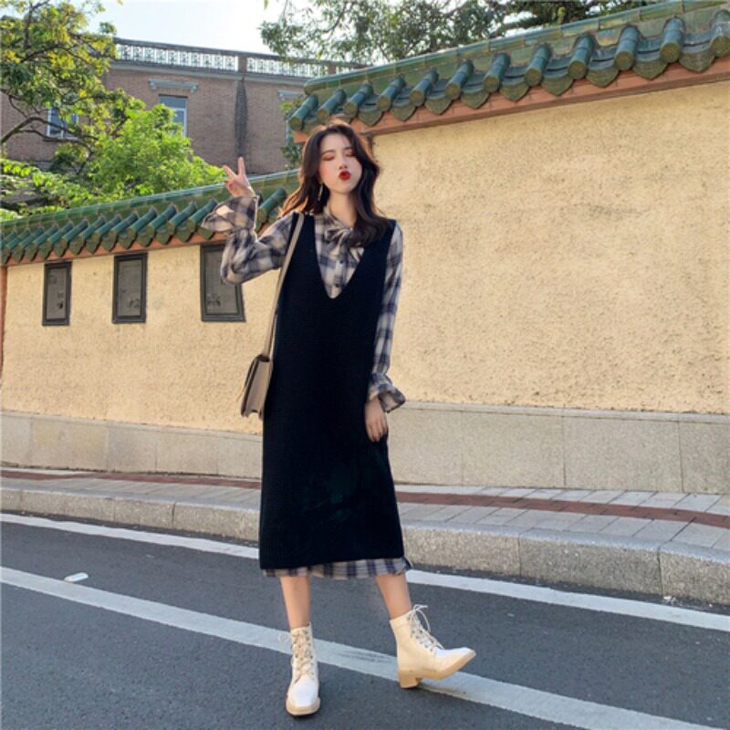 Fat mm foreign style age-reducing thin dress fashionable and gentle style autumn and winter 2020 new large-size two-piece suit