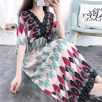 Bohemia cotton silk dress long beach dress summer wear artificial cotton floral flower fairy Super fairy long skirt