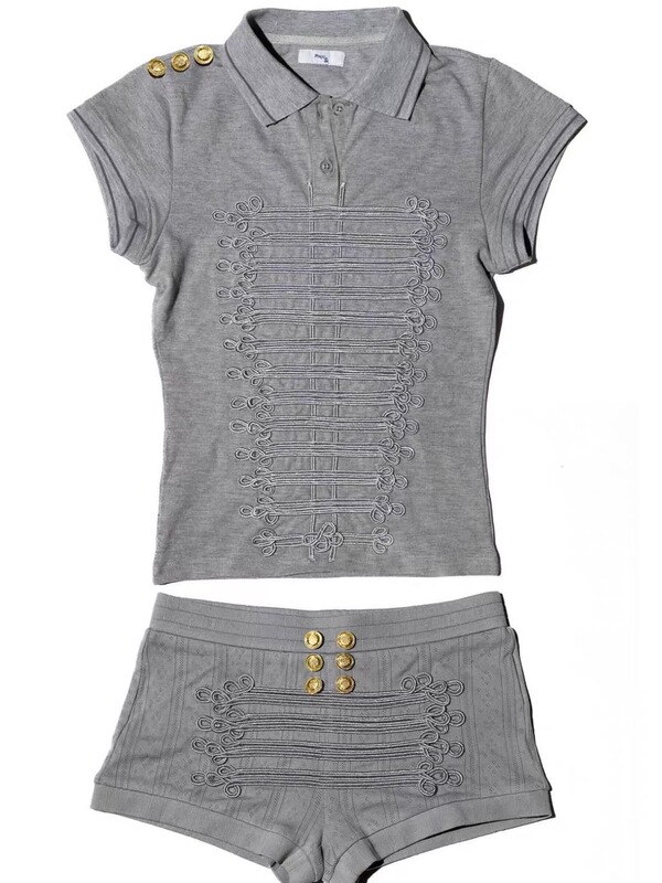 (Good Night) in Stock Praying Band Jacket with Metal Embellishments Short Coat/Short Sleeve Shorts Set