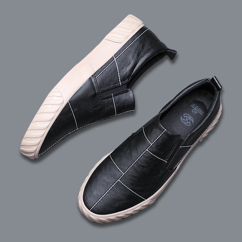 Spring Men Shoes 2022 New Wave Shoes Men's Leather Shoes A Foot Pedal Casual Shoes Men's Board Shoes Big Size Code Lefu Shoes