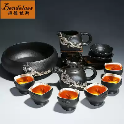 Banderas gilt silver kung fu tea set set household teapot set simple purple sand tea set office meeting