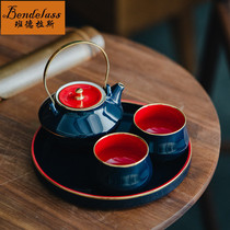 Banderas Contrast Color Dang Yipin Kung Fu Tea Set Home Court Style Ceramic Cliang Pot Tea Cup Complete Set