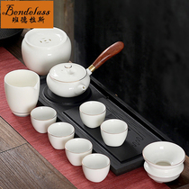 Banderas white porcelain Kung Fu tea set Japanese-style home simple office meeting teapot cover bowl set