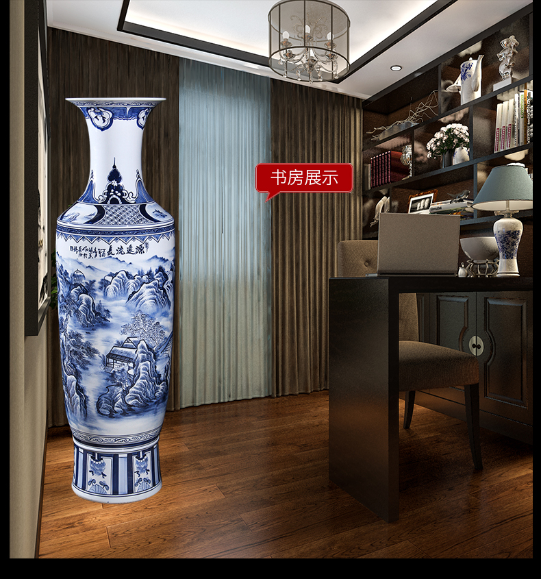 Jingdezhen ceramics hand - made porcelain floor high extra large size vase furnishing articles of Chinese style living room decoration opening gifts