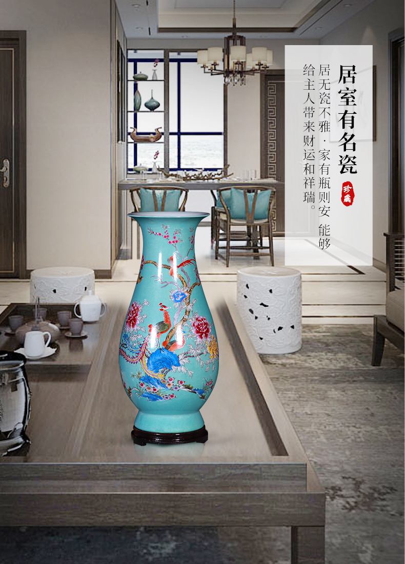 Jingdezhen imitation the qing famille rose porcelain vase water raise lucky bamboo flower arrangement, the sitting room decorate new Chinese style household furnishing articles