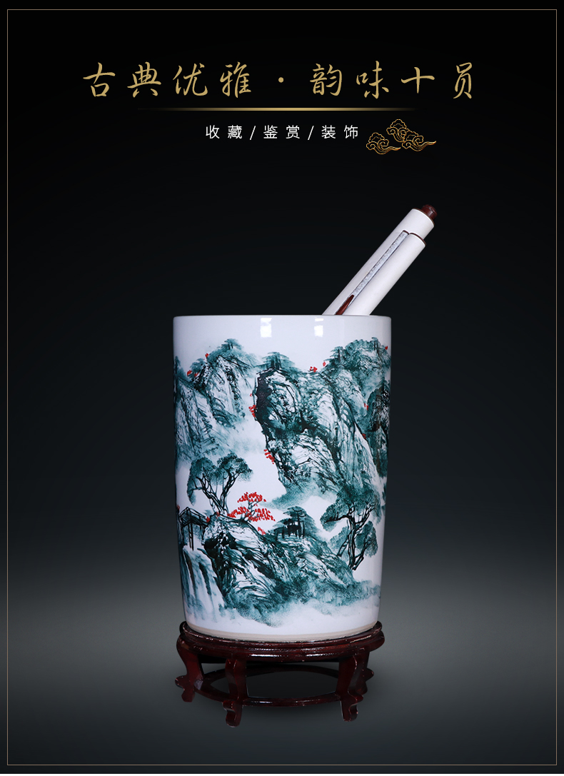 Jingdezhen ceramic vase painting and calligraphy calligraphy and painting scroll cylinder receive tube ground sitting room big flower arranging household act the role ofing is tasted furnishing articles