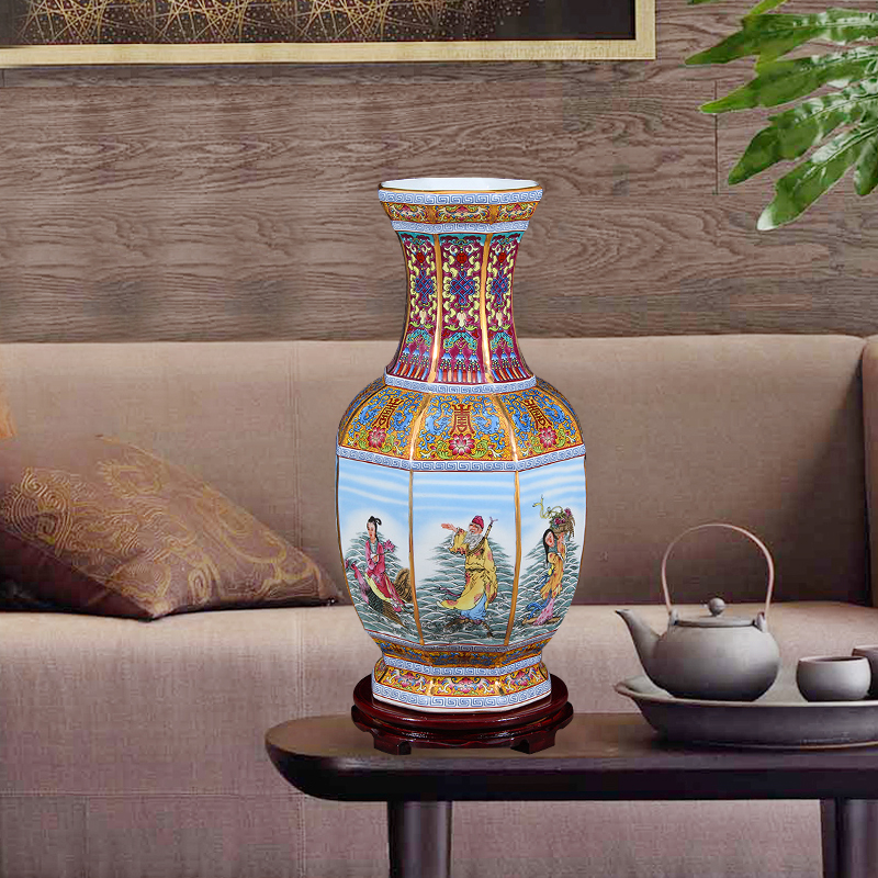 Jingdezhen ceramics vase flower arranging Chinese archaize sitting room qianlong pastel furnishing articles porch rich ancient frame ornaments