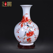 Jingdezhen pastel ceramic vase new Chinese home living room TV cabinet flower arrangement Thin tire decoration wine cabinet decoration