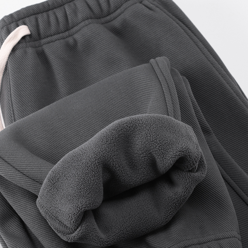 480g Carbon Gray Polar Fleece Twill Leggings Sweatpants Men's Autumn and Winter Velvet Casual Sports Pants Pure Color Loose Pants