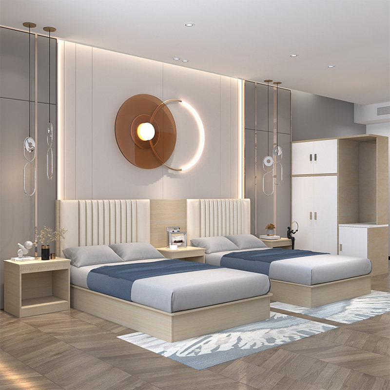 Hotel furniture standard room full bed chain customized homestay apartment rooms Express Hotel rental room single shoulder double bed