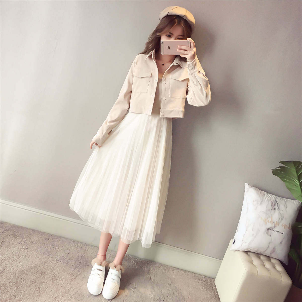 2021 Spring and Autumn Women's New Short Costume Set Middle Wears Dress Long Dress Dress Summer Two Packages