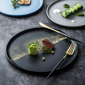 African night frosted flat-bottom ceramic cake western cuisine plate