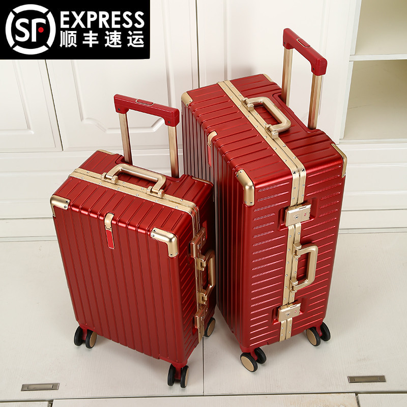 Wedding Suitcase Escort box bridal Dowry Press Case Red Box Lalever Box Wine Red Leather Case Women Wedding box