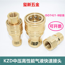 KZD brass hydraulic quick coupling double closed open and closed type high temperature and high pressure water pipe tubing mold joint quick change