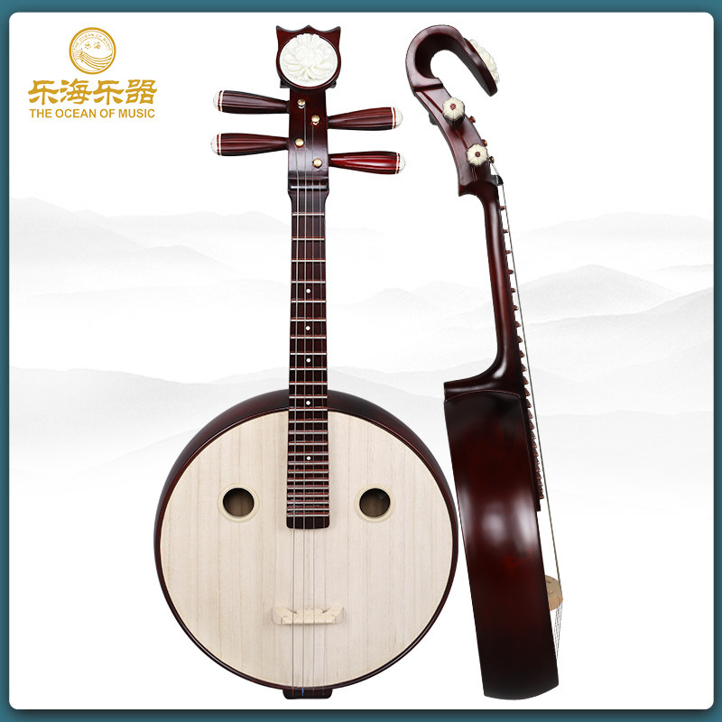 Lehai Zhongruan musical instrument Beginner's introductory practice Color wood steel Plain elegant flower rich headdress